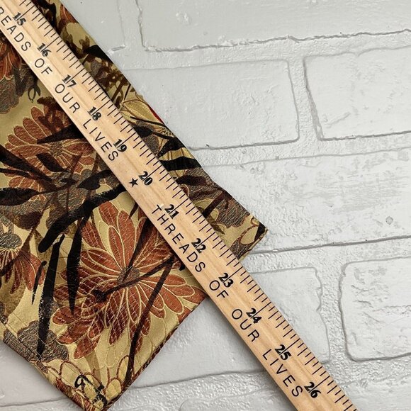 CHICOS Jacket Women 2 Large 12 Gold Red Japanese Floral Trucker Silk‎ Party Boho - Picture 8 of 11